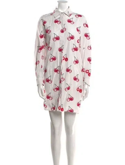 Pre-owned Max Mara Printed Mini Dress In White