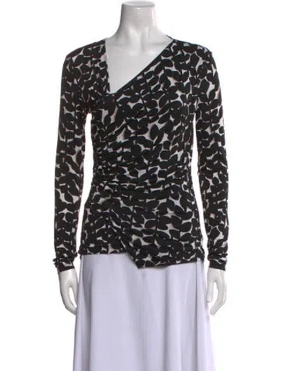 Pre-owned Max Mara Printed One-shoulder Blouse In Black