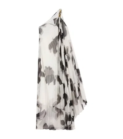 Max Mara Printed One-shoulder Maxi Dress In White