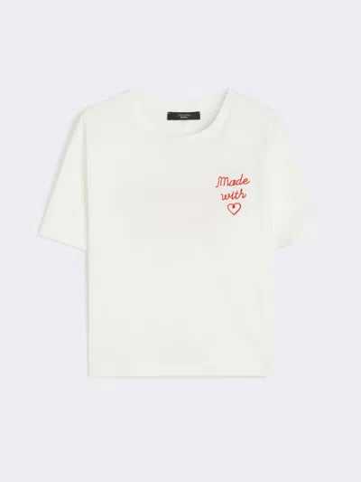 Max Mara Printed Organic Cotton T-shirt In White