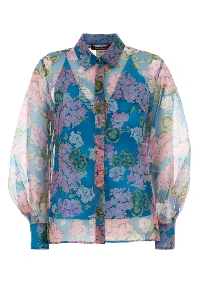 Max Mara Printed Organza Barnaba Shirt In Floral