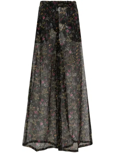 Max Mara Printed Organza Pants In ブラック