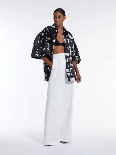 Max Mara Printed Organza Shirt In White Black