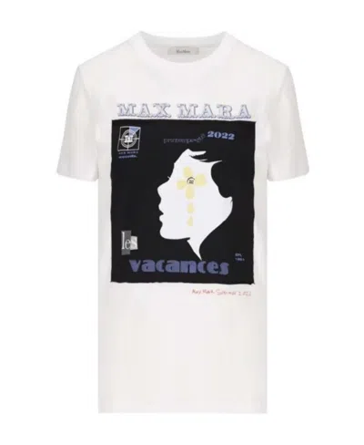 Max Mara Printed Pattern Short-sleeved T-shirt In White