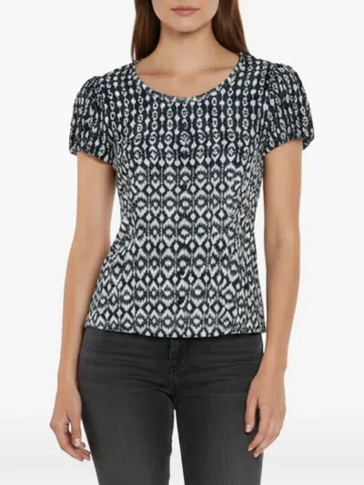 Pre-owned Max Mara Printed Pleated Top In Black