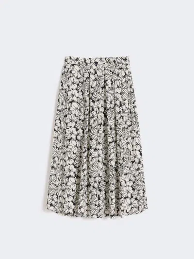 Max Mara Printed Poplin Pleated Skirt In Multi