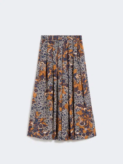 Max Mara Printed Poplin Pleated Skirt In Multi