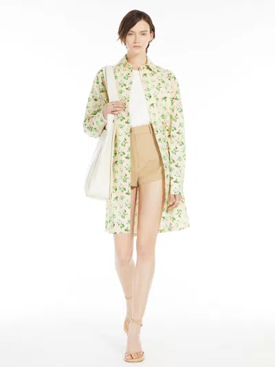 Max Mara Printed Poplin Shirt Dress In Green