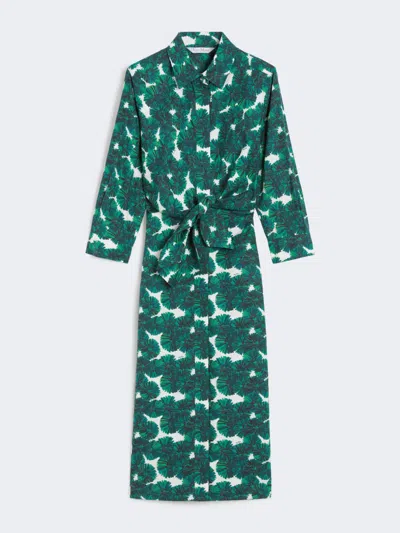 Max Mara Printed Poplin Shirt Dress In Green