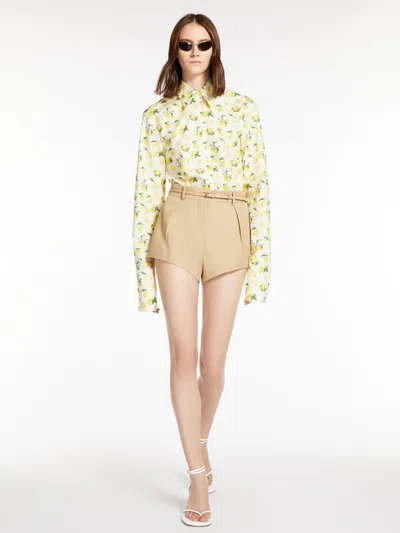 Max Mara Printed Poplin Shirt In Vanilla