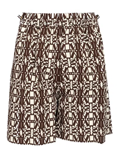 Max Mara Printed Poplin Shorts In ブラウン