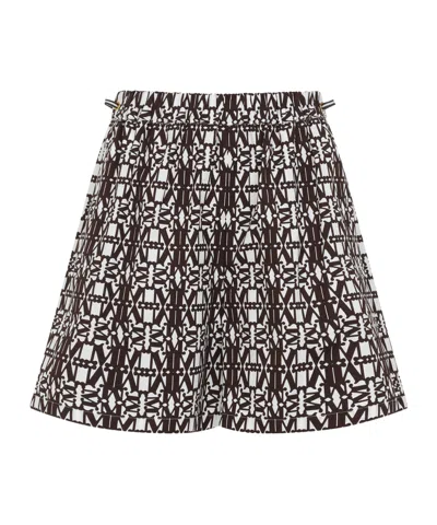 Max Mara Printed Poplin Shorts In Brown