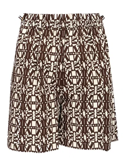 Max Mara Printed Poplin Shorts Trousers Brown