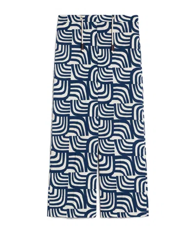 Max Mara Printed Poplin Trousers In Blue