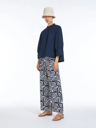 Max Mara Printed Poplin Trousers In Ultramarine