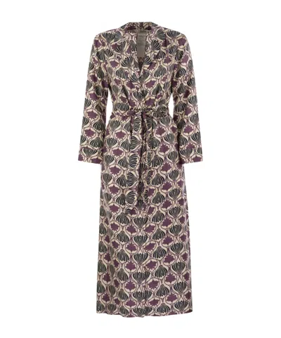 Max Mara Printed Robe Dress In Purple