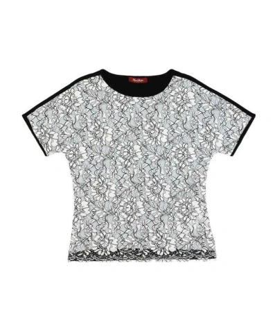 Max Mara Printed Round-collar Short-sleeved T-shirt In Gray