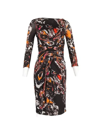 Pre-owned Max Mara Printed Round-neck Dress In Black