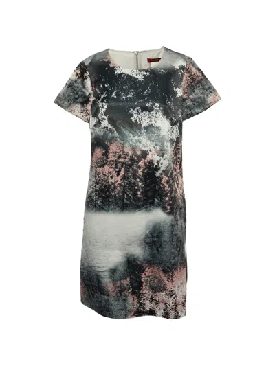 Pre-owned Max Mara Printed Satin Mini Dress In Gray