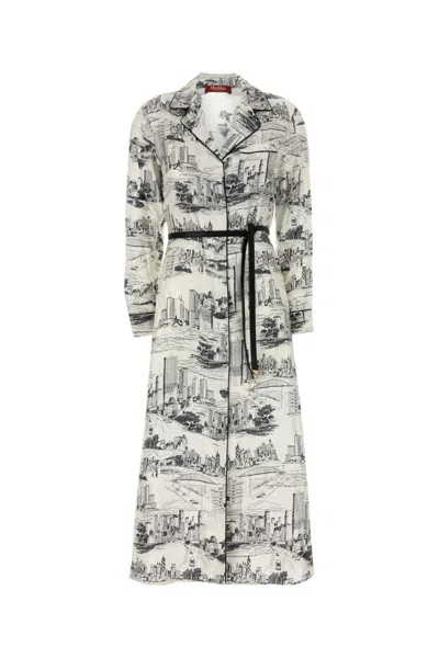 Max Mara Printed Satin Pappa Shirt Dress In Multi