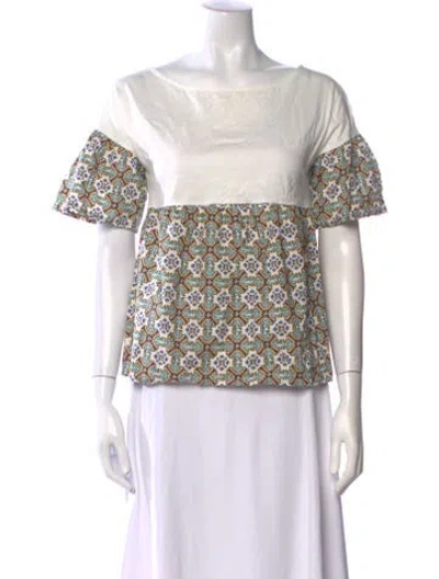 Pre-owned Max Mara Printed Scoop Neck Blouse In Multi