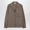 Max Mara Printed Silk Shirt In Mud Colour In Brown