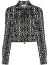 Max Mara White Geometric Pattern Jacket In White