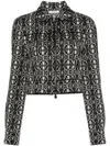 Max Mara Black Tony Monogram-pattern Cropped Jacket In White