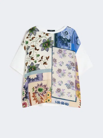 Max Mara Printed Silk And Stretch Cotton Jersey T-shirt In Multi
