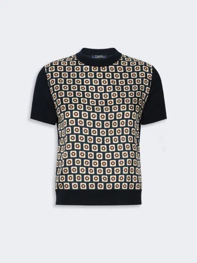 Max Mara Printed Silk And Woollen Yarn Jumper In Multi