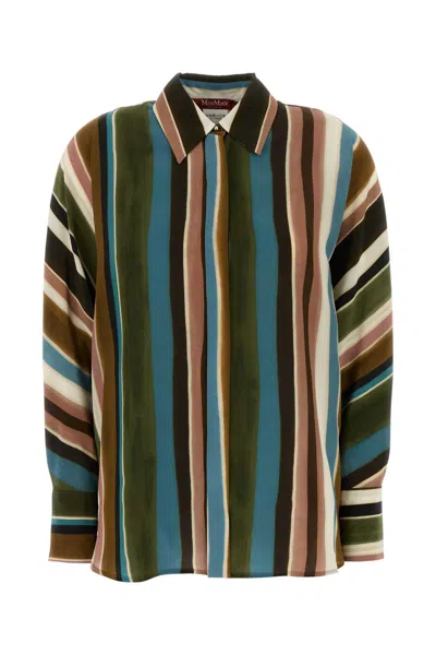 Max Mara Printed Silk Arpe Shirt In Riga Multicolor