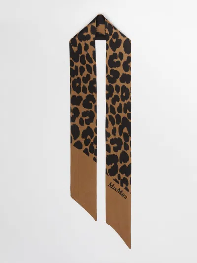 Max Mara Printed Silk Bandeau In Camel