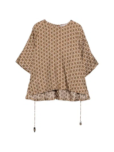 Max Mara Printed Silk Blouse In Brown
