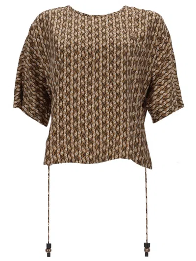 Max Mara Printed Silk Blouse In Brown