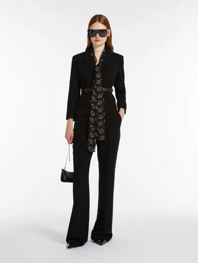 Max Mara Printed Silk Blouse With Bow In Black