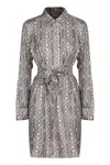 Max Mara Printed Silk Chemisier Dress In Gray