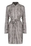 Max Mara Printed Silk Chemisier Dress In Gray