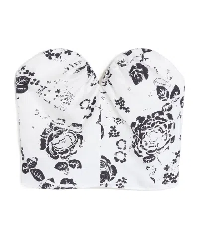 Max Mara Printed Silk Corset Top In White