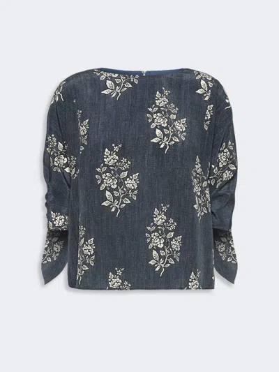 Max Mara Printed Silk Crepe De Chine Blouse In Gray