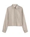 Max Mara Printed Silk Cropped Shirt In Gray