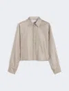 Max Mara Printed Silk Cropped Shirt In Neutral