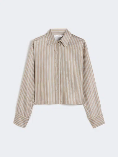 Max Mara Printed Silk Cropped Shirt In Neutral