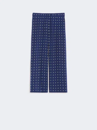 Max Mara Printed Silk Cropped Trousers In Blue