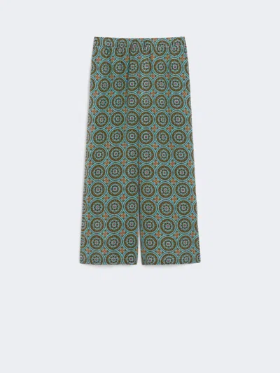 Max Mara Printed Silk Cropped Trousers In Multi