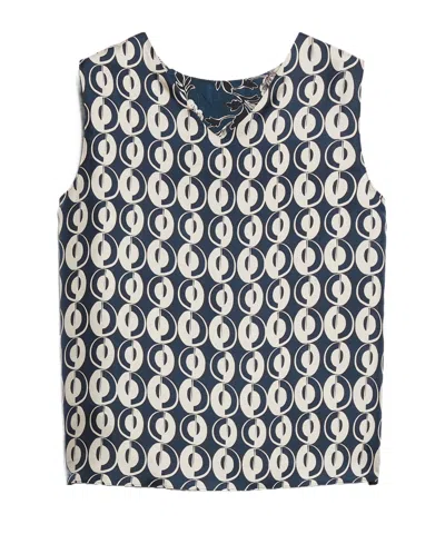 Max Mara Printed Silk Double-sided Sleeveless Top In White