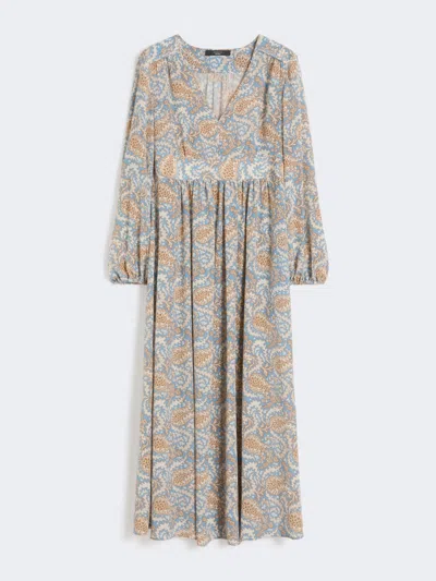 Max Mara Printed Silk Dress In Blue