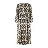 Max Mara Printed Silk Flared Dress In Neutral
