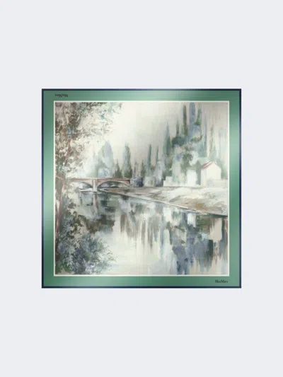 Max Mara Printed Silk Foulard In Blue