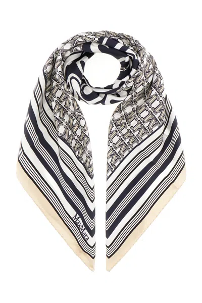 Max Mara Printed Silk Foulard In Bluette