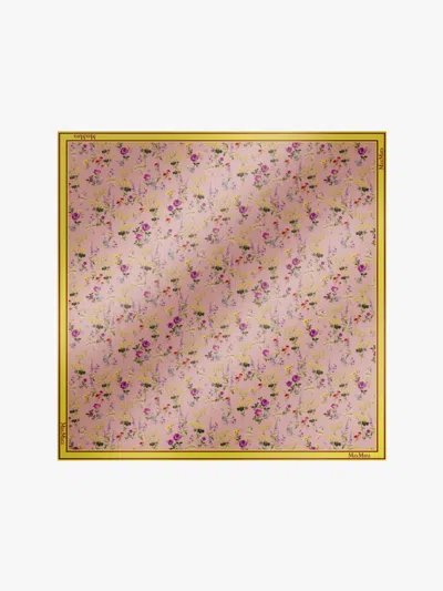 Max Mara Printed Silk Foulard In Brown